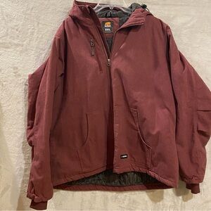 Berne Jacke tMen’s 3XL Burgundy Full Zip Hooded Quilted Lined Outdoor Chore Barn